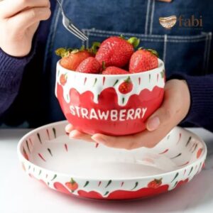 Cute Ceramic Strawberry Dessert Bowl