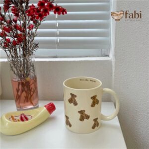 Heardbeli Cute Vintage Cartoon Bear Mug